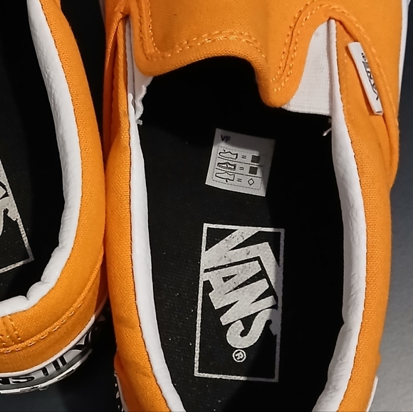 VANS Classic Slip-On Logo Stack Orange Women's Size 8 Men's 6.5 - Picture 11 of 12